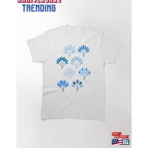 Art Deco Block Print Palms China Blue And White Classic Tshirt